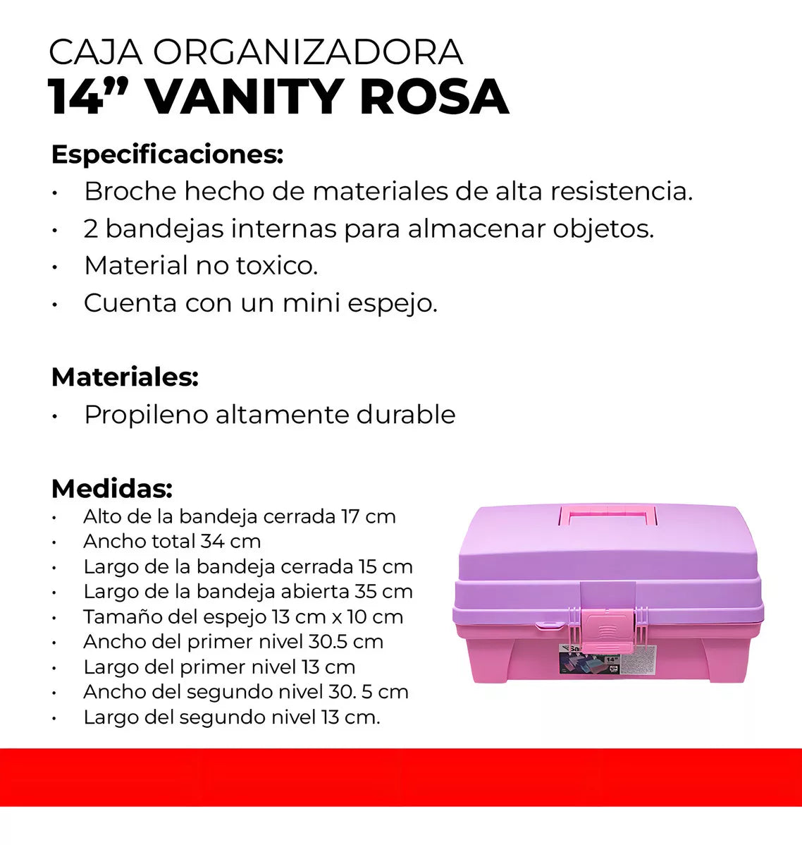 CAJA VANITY 14" ROSA SANHOME