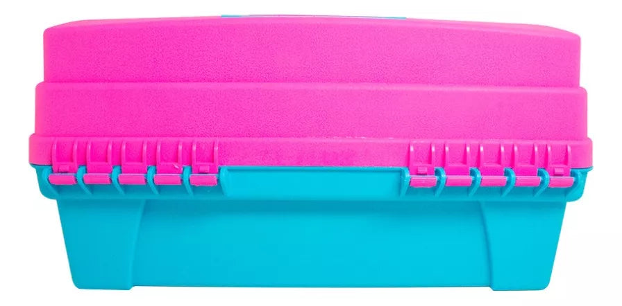 CAJA VANITY 14" AZUL CON ROSA SANHOME