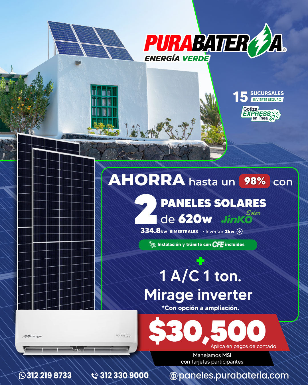 Paquete 2 Paneles Solares + Aire Acondicionado