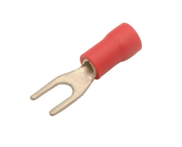 TUA-3/16L TERMINAL DE LATON TIPO U 3/16 CON FORRO ROJA