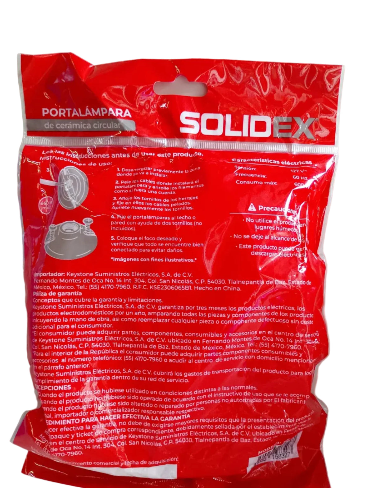 SX-E15 PORTALAMPARA DE CERAMICA CIRCULAR SOLIDEX