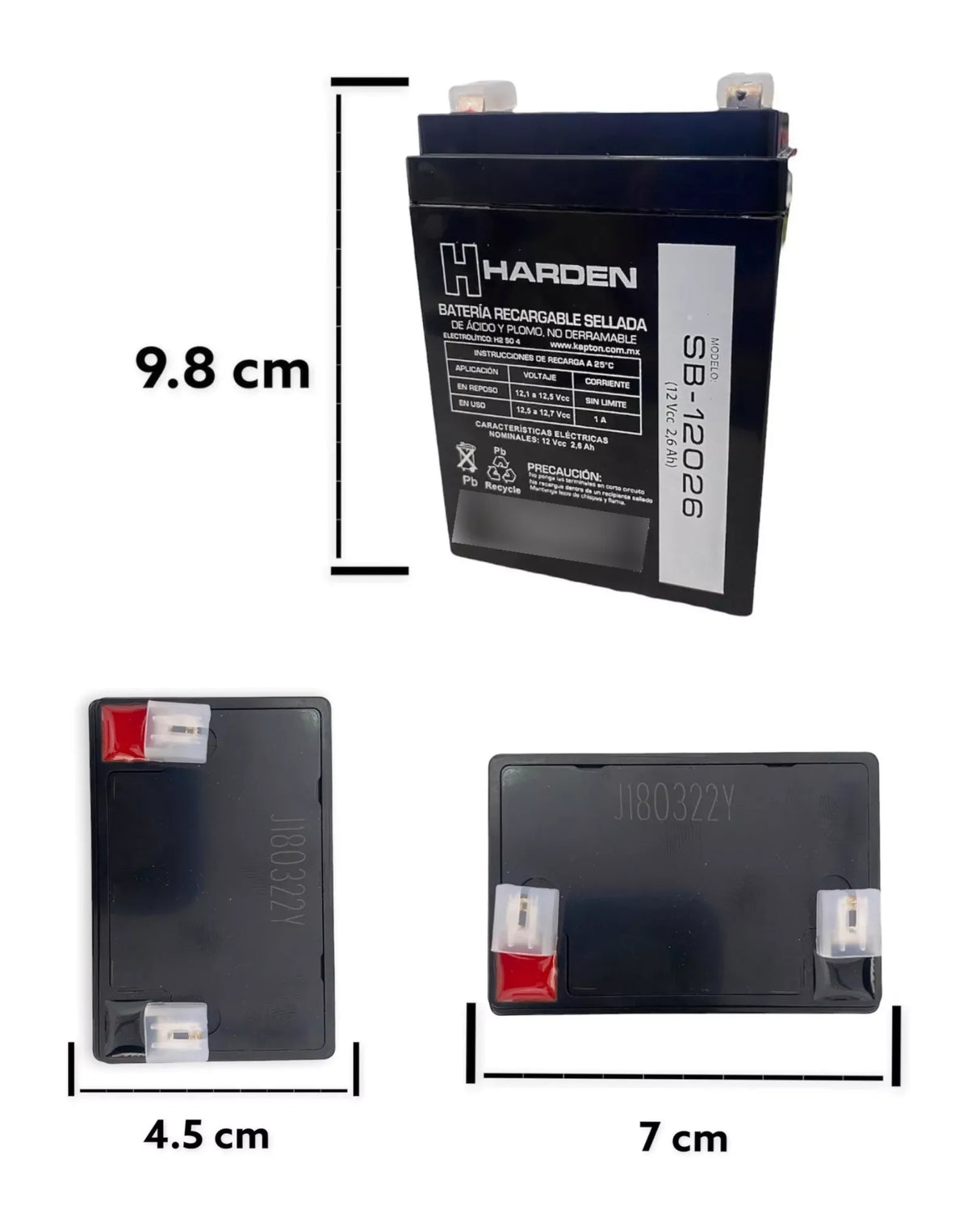 SB-12026 BATERIA SELLADA RECARGABLE HARDEN 12V 2.6HA