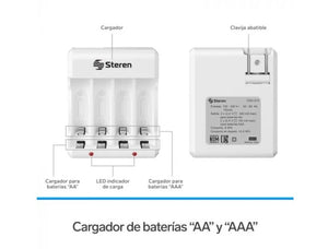 CRG-015 CARGADOR DE BATERIAS AA/AAA STEREN