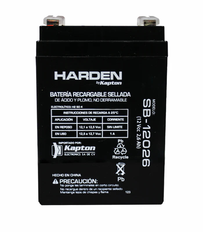 SB-12026 BATERIA SELLADA RECARGABLE HARDEN 12V 2.6HA