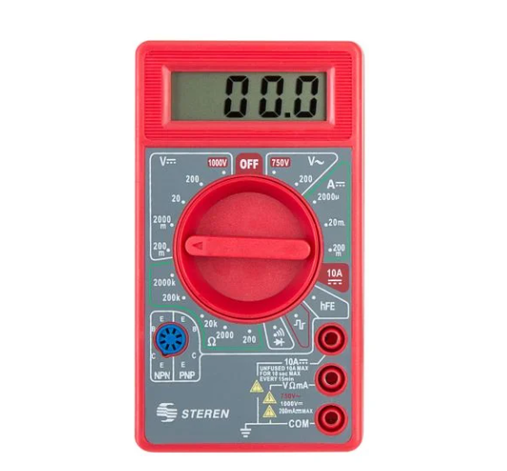 MUL-005 MULTIMETRO DIGITAL ECONOMICO ROJO STEREN