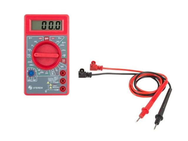 MUL-005 MULTIMETRO DIGITAL ECONOMICO ROJO STEREN