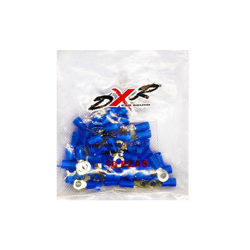 520-801 TERMINAL OJILLO 1/8" FORRO AZUL CAL 14-16 RADOX
