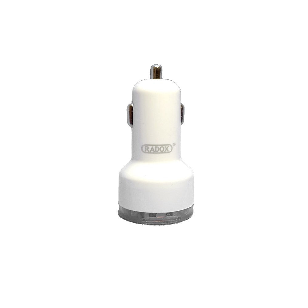 130-212 CARGADOR CELULAR 12V 2 PUERTOS USB BLANCO RADOX