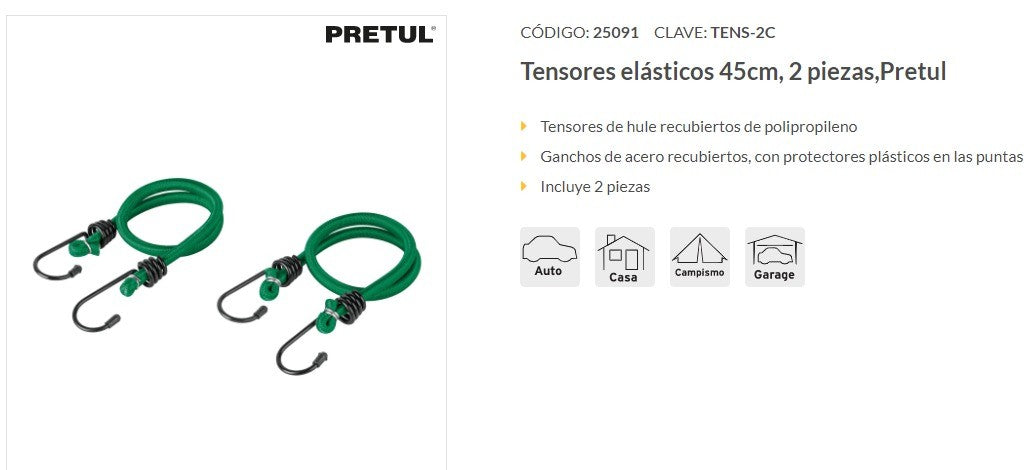 TENS-2C PAR DE TENSORES ELASTICOS, GANCHO DE ACERO