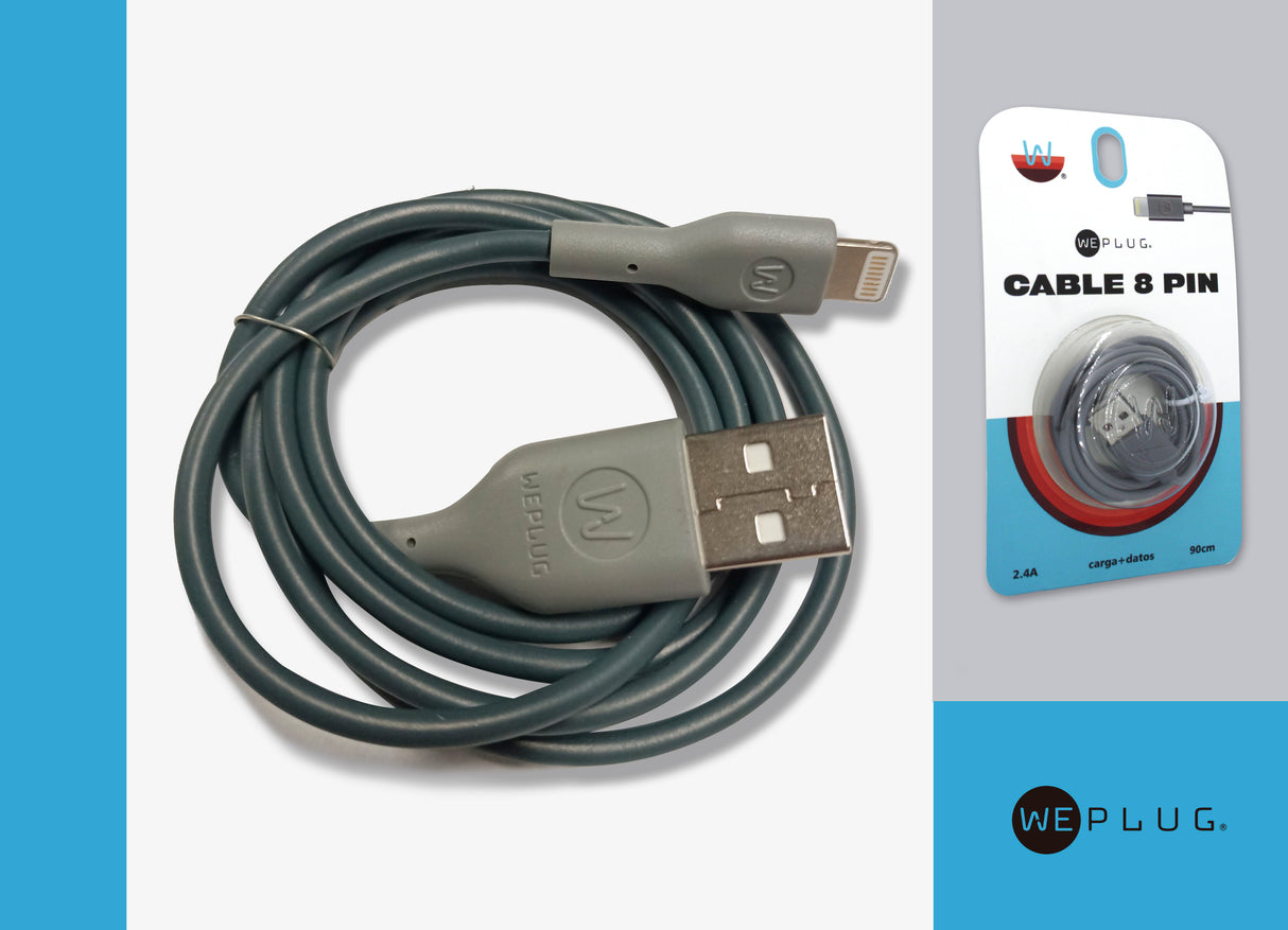 CABLE IPHONE 90CM GRIS BLISTER WEPLUG