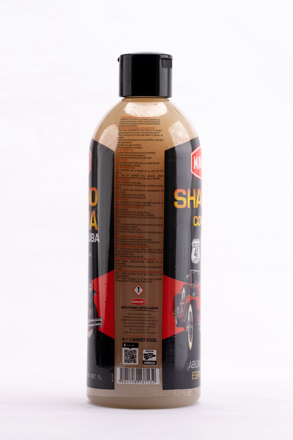 SHAMPOO CON CERA CARNAUBA 1L PARA AUTOS MARGREY