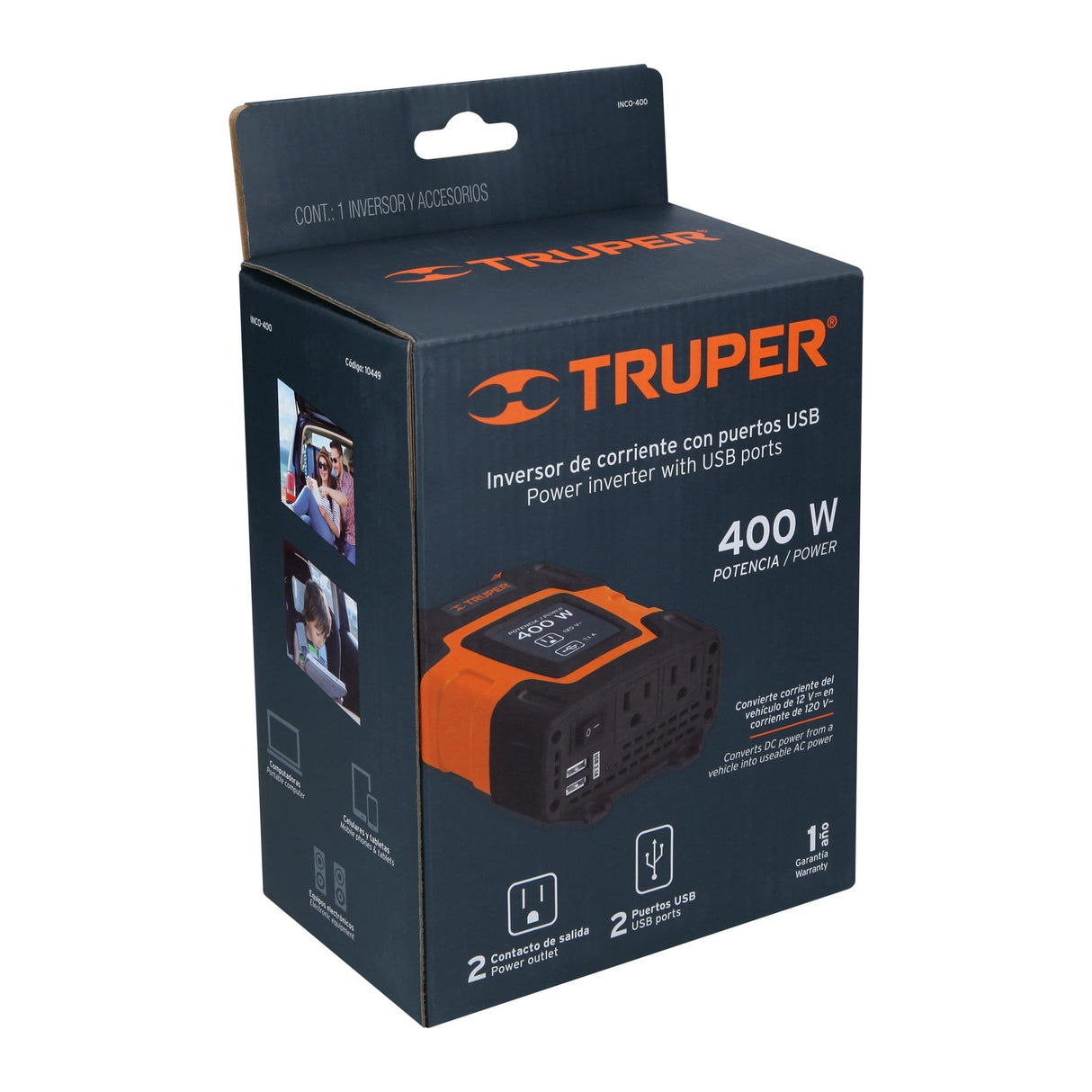 INVERSOR DE CORRIENTE TRUPER DE 400W INCO-400