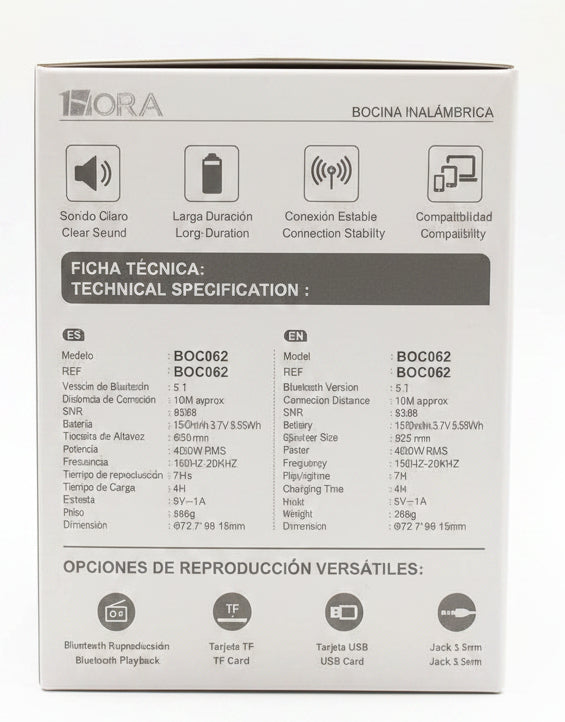 BOC062R BOCINA INALAMBRICA PORTATIL ROJO 1HORA