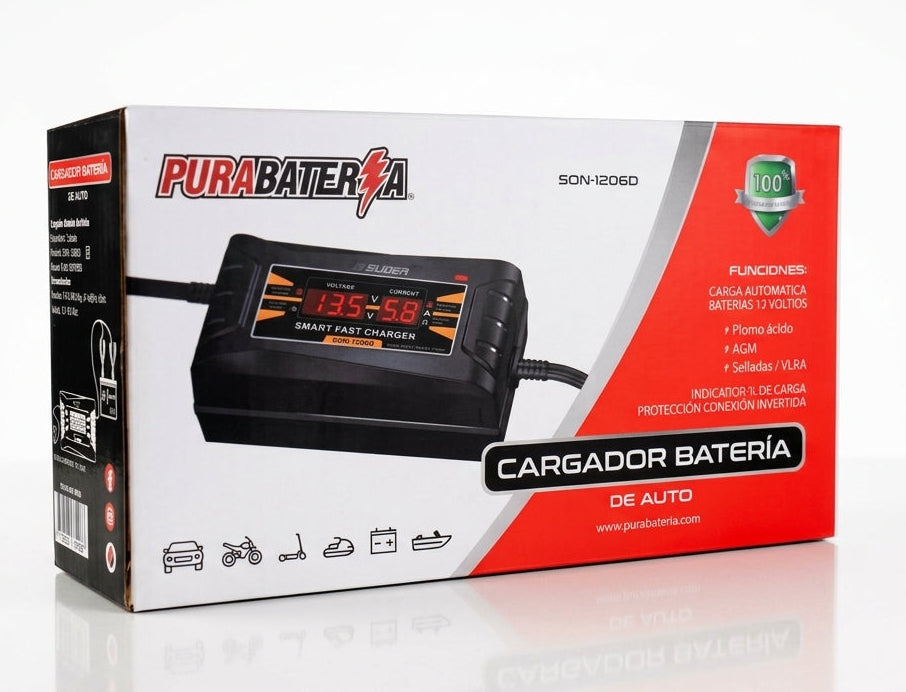 SON-1206D CARGADOR AUTOMATICO PARA BATERIAS 12V 6A PURABATERIA