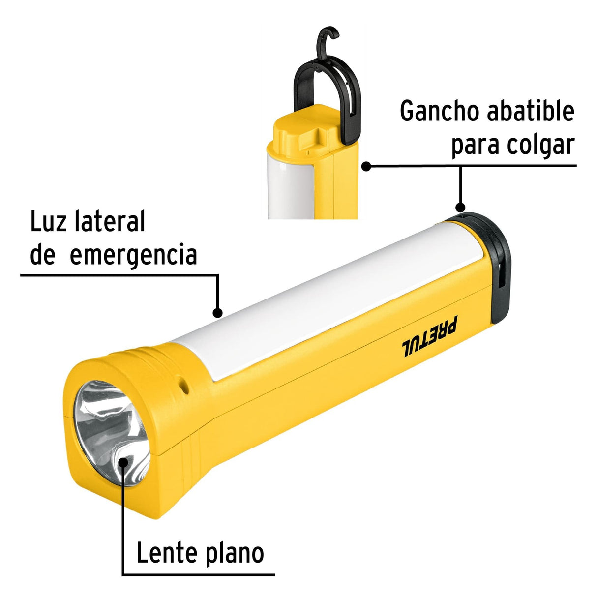 LIRE-200P LINTERNA RECARGABLE CON LAMPARA DE EMERGENCIA 230LM PRETUL