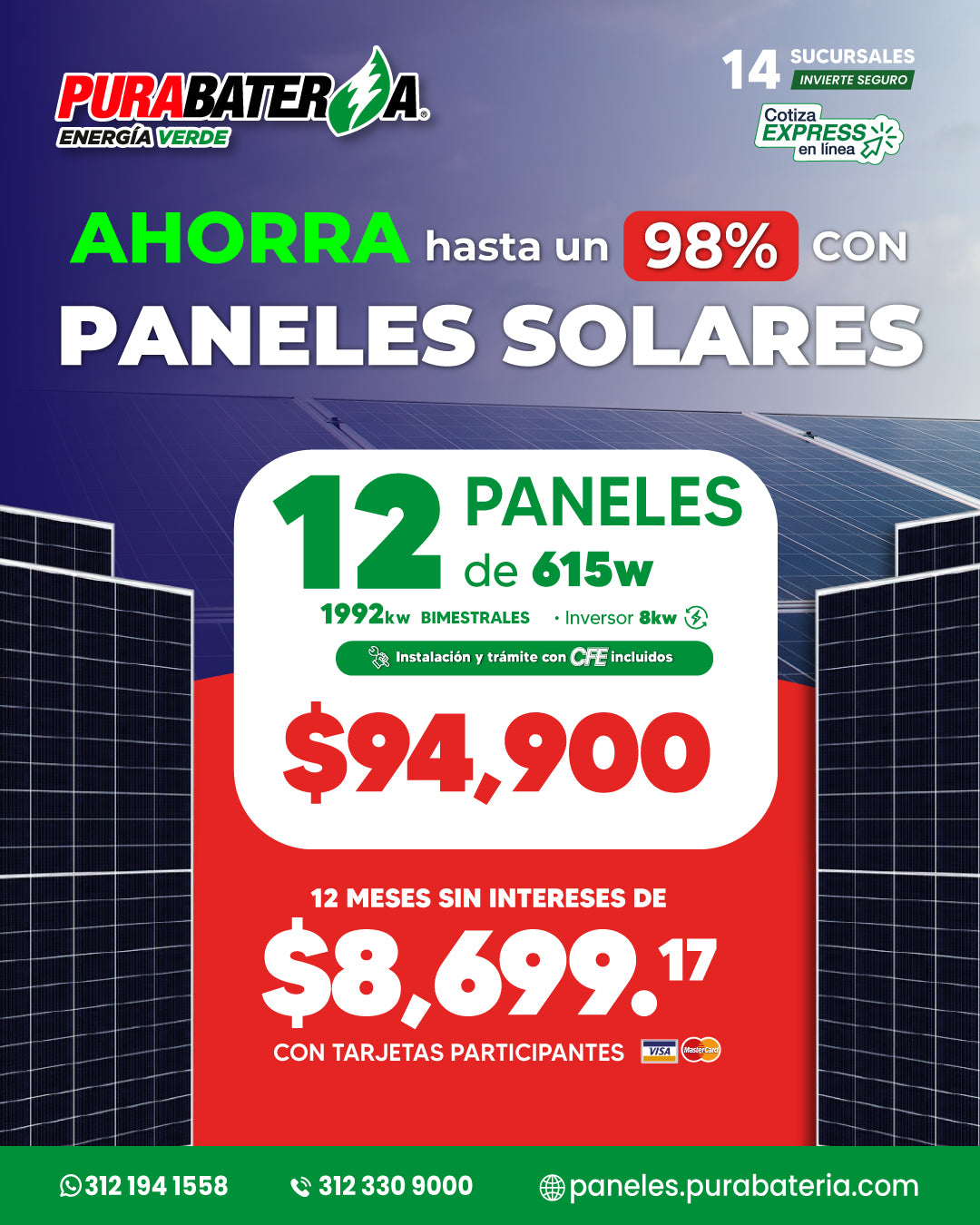 Paquete 12 Paneles Solares – PuraBateria
