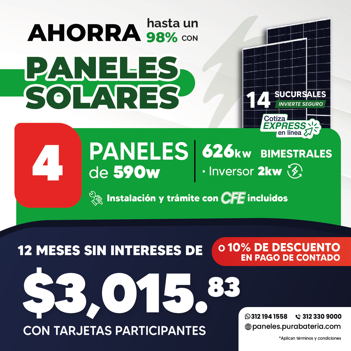 Paquete 4 Paneles Solares