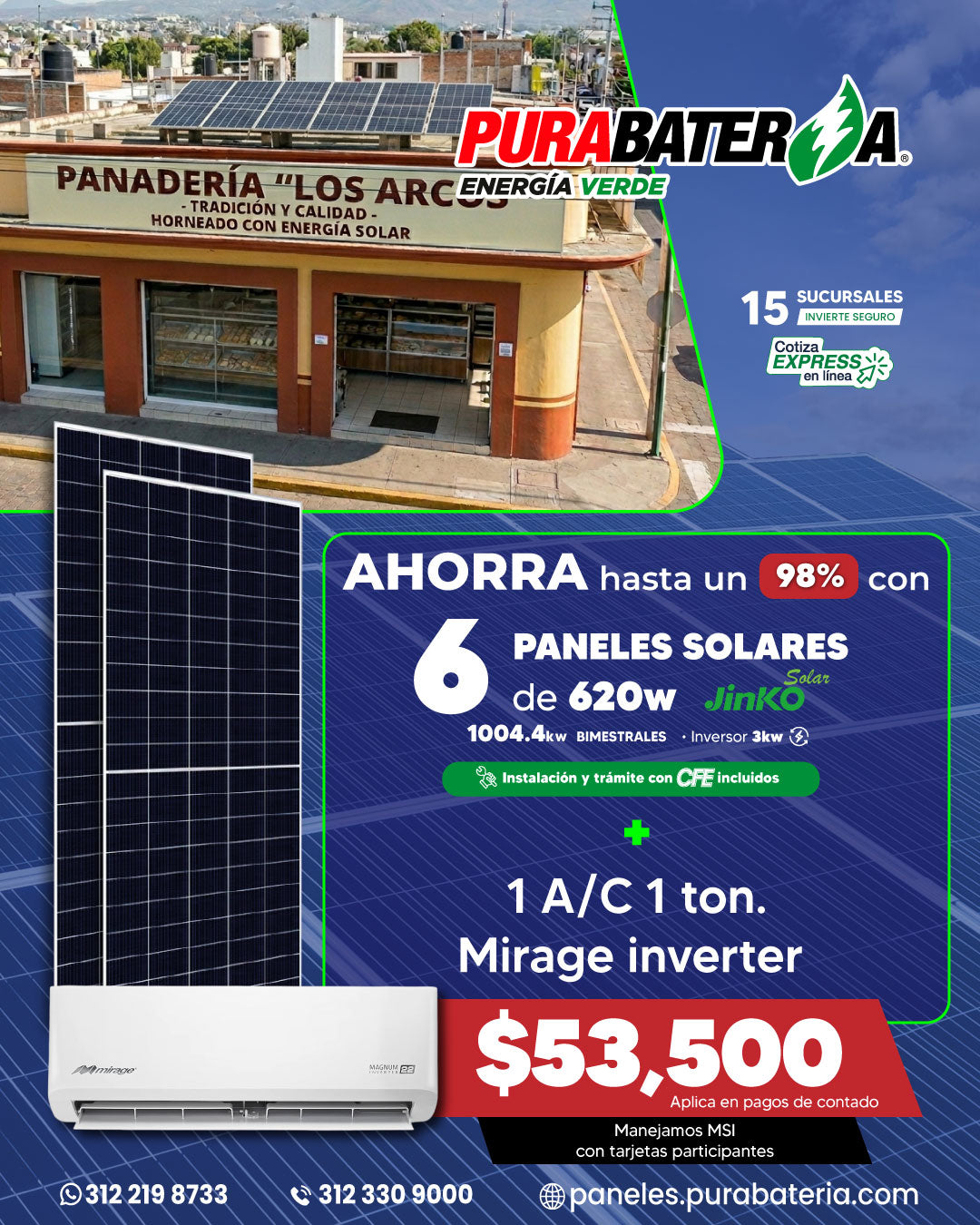 Paquete 6 Paneles Solares + Aire Acondicionado