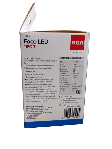 RC-FT20 FOCO LED TIPO T 20W RCA