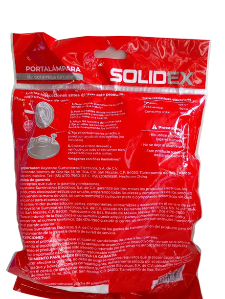 SX-E15 PORTALAMPARA DE CERAMICA CIRCULAR SOLIDEX