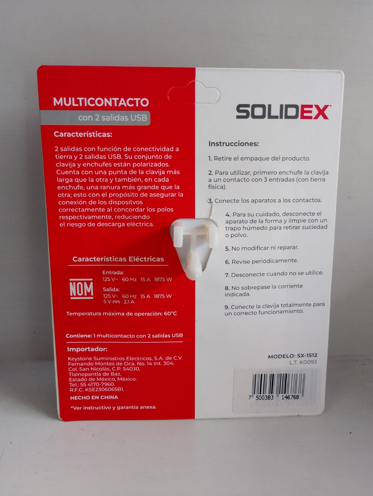 SX-1512 MULTICONTACTO CON 2 SALIDAS USB SOLIDEX