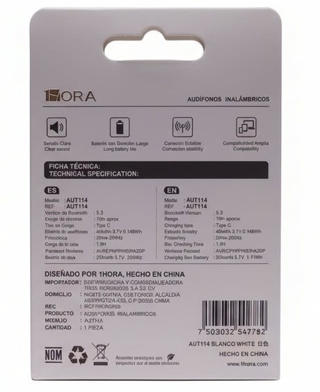 AUT114 AUDIFONOS INALAMBRICOS TWS 1HORA