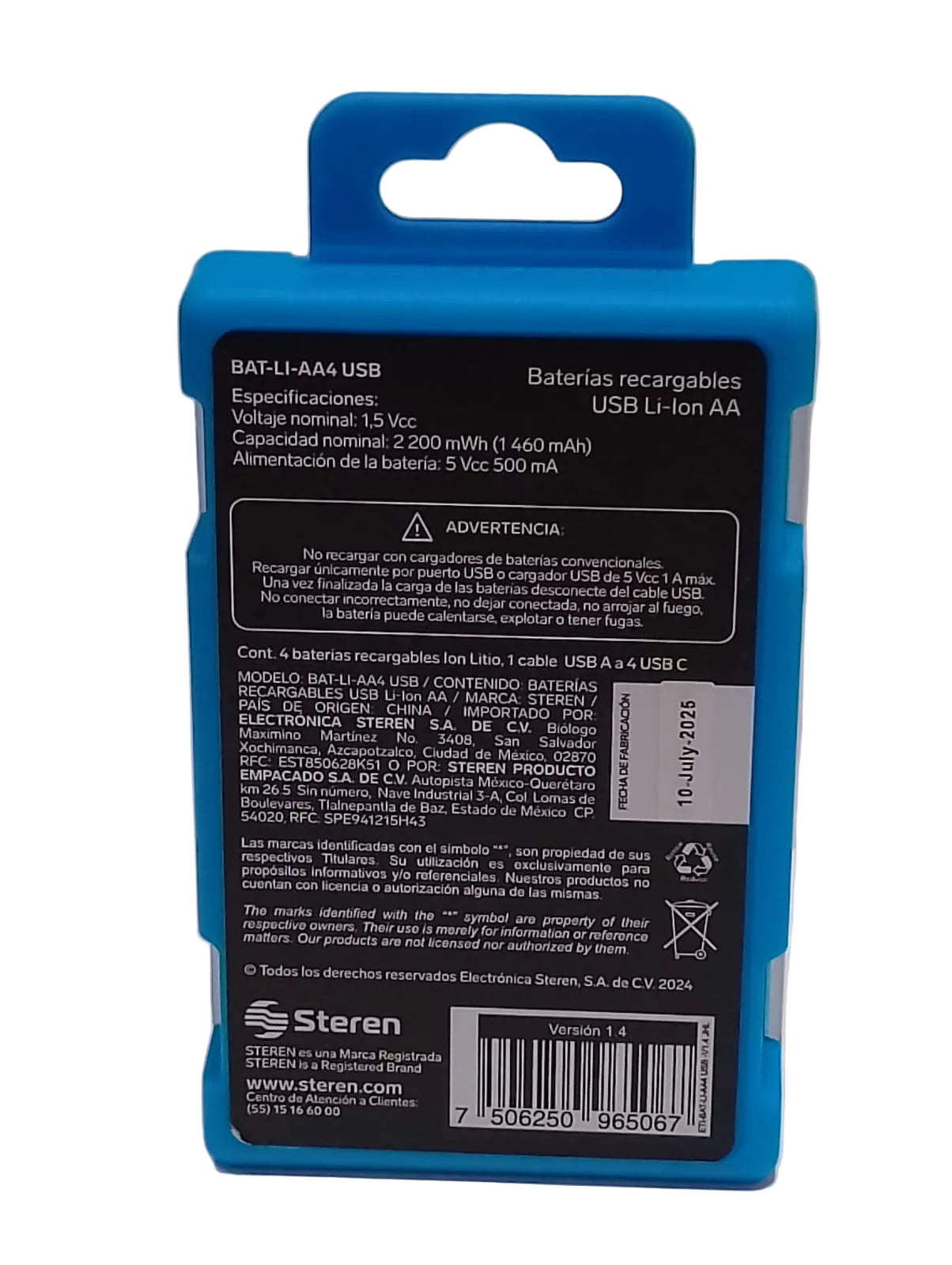 BAT-LI-AA4 BATERIA RECARGABLE USB C4 STEREN