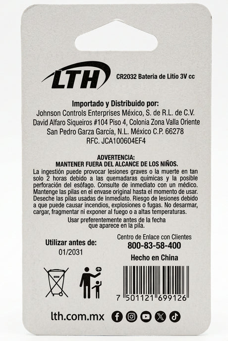 CR2032 PILA LTH DE BOTON 3V C1