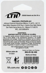 CR2025 PILA LTH DE BOTON 3V C1