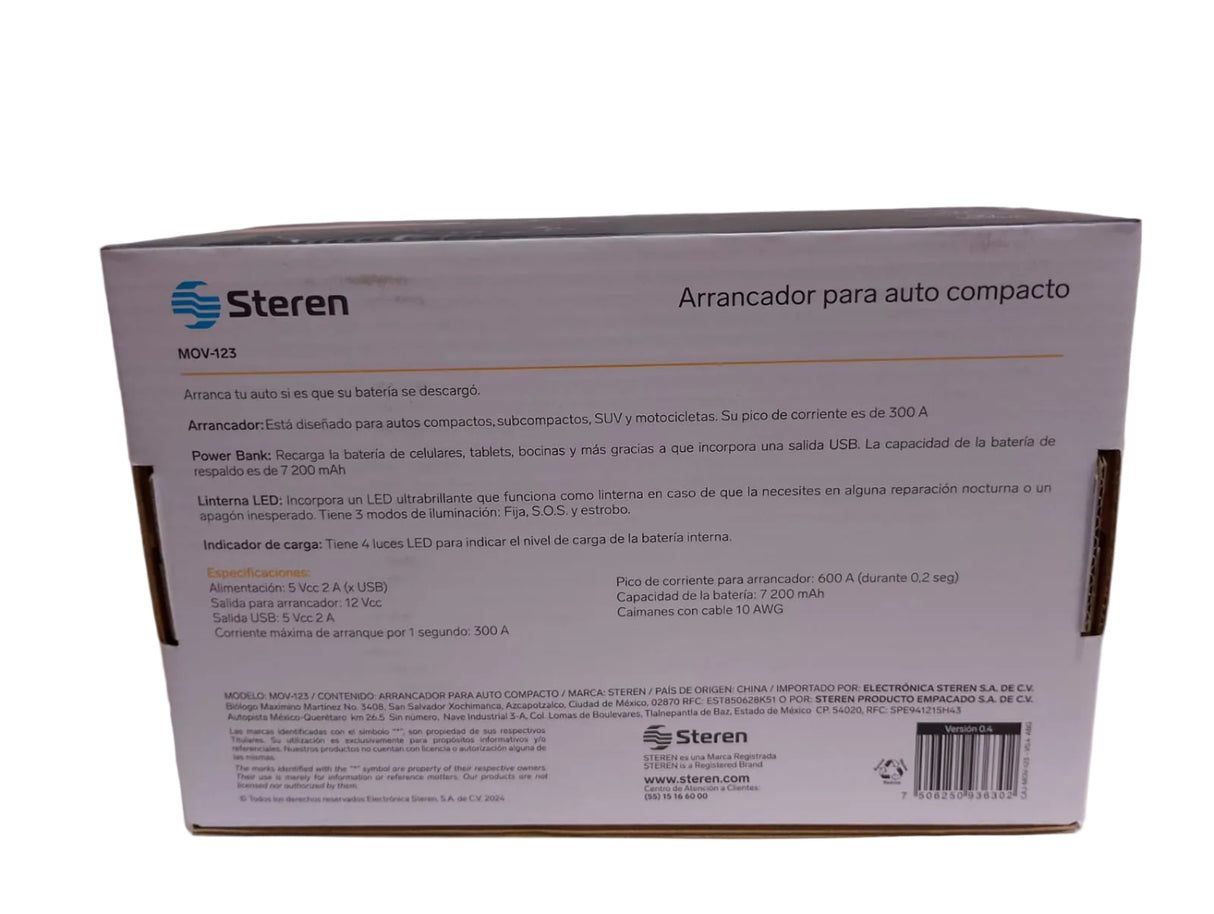 MOV-123 ARRANCADOR PARA AUTO COMPACTO Y BATERIA STEREN