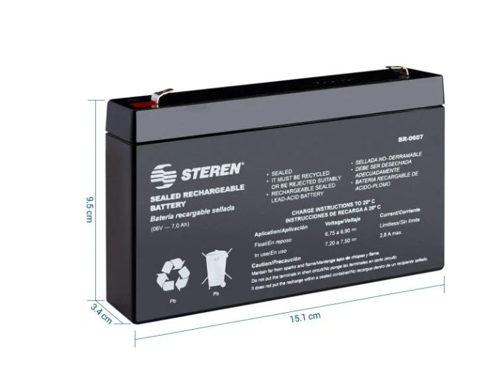 BR-0607 BATERIA SELLADA 6V7AH STEREN