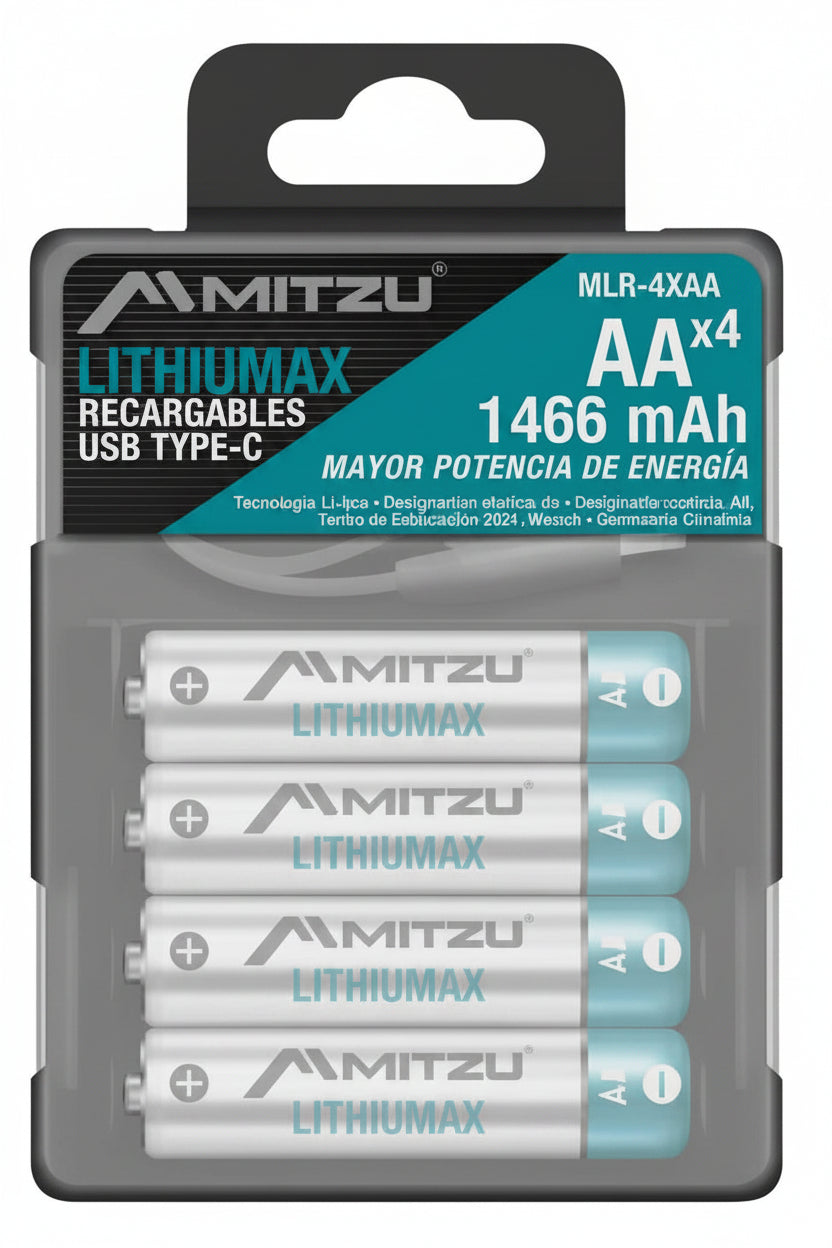 MLR4XAA BATERIA DE LITIO AA4 RECARGABLE USB MITZU
