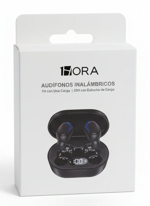 AUT114N AUDIFONOS NEGROS INALAMBRICOS TWS 1HORA