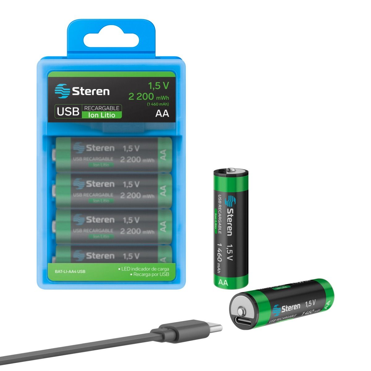 BAT-LI-AA4 BATERIA RECARGABLE USB C4 STEREN