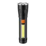 Linterna LED de 490 lúmenes 2 en 1 con batería recargable y estructura de aluminio