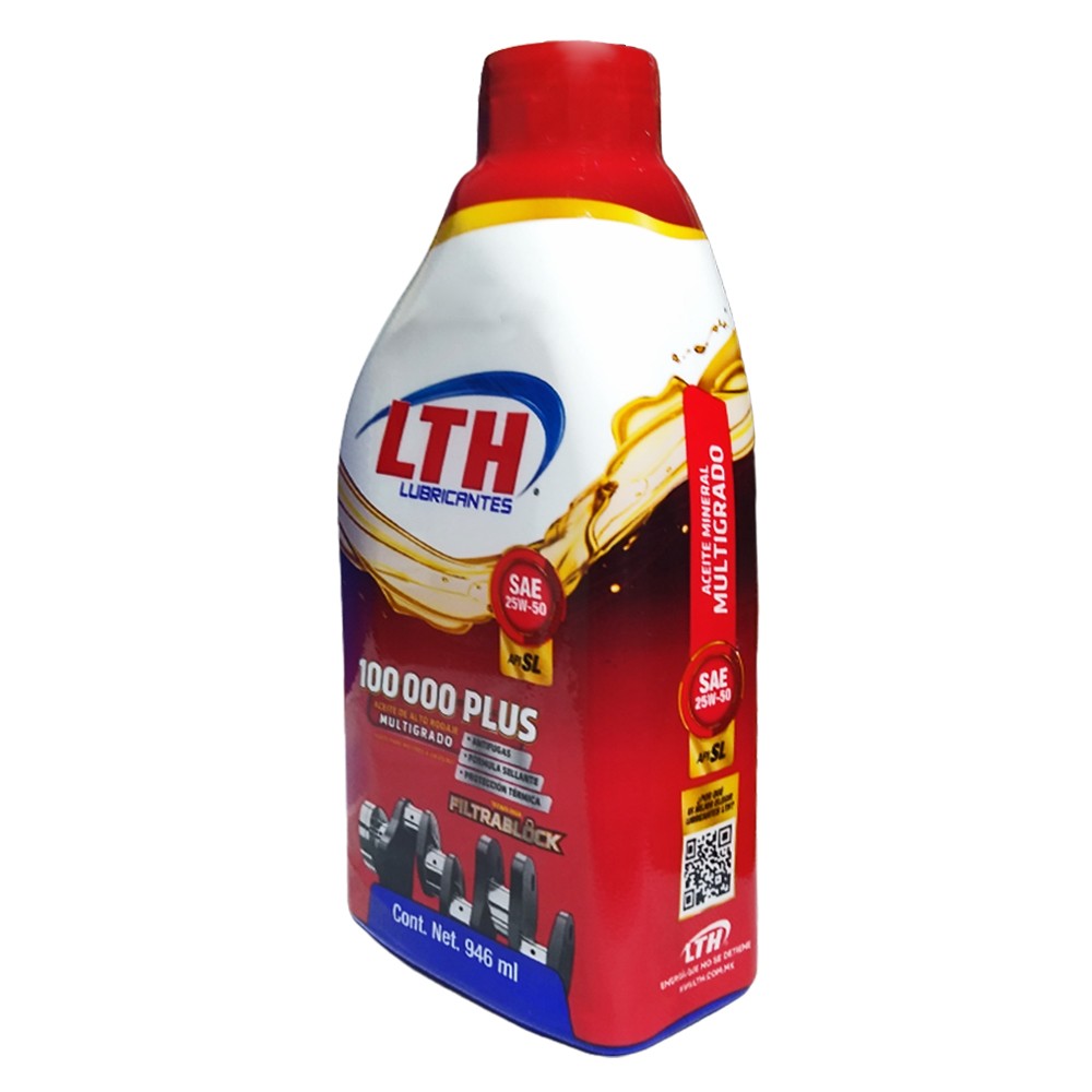 LTH 100,000 PLUS Aceite Multigrado Motor SAE 25W-50 SL AK - 946ML