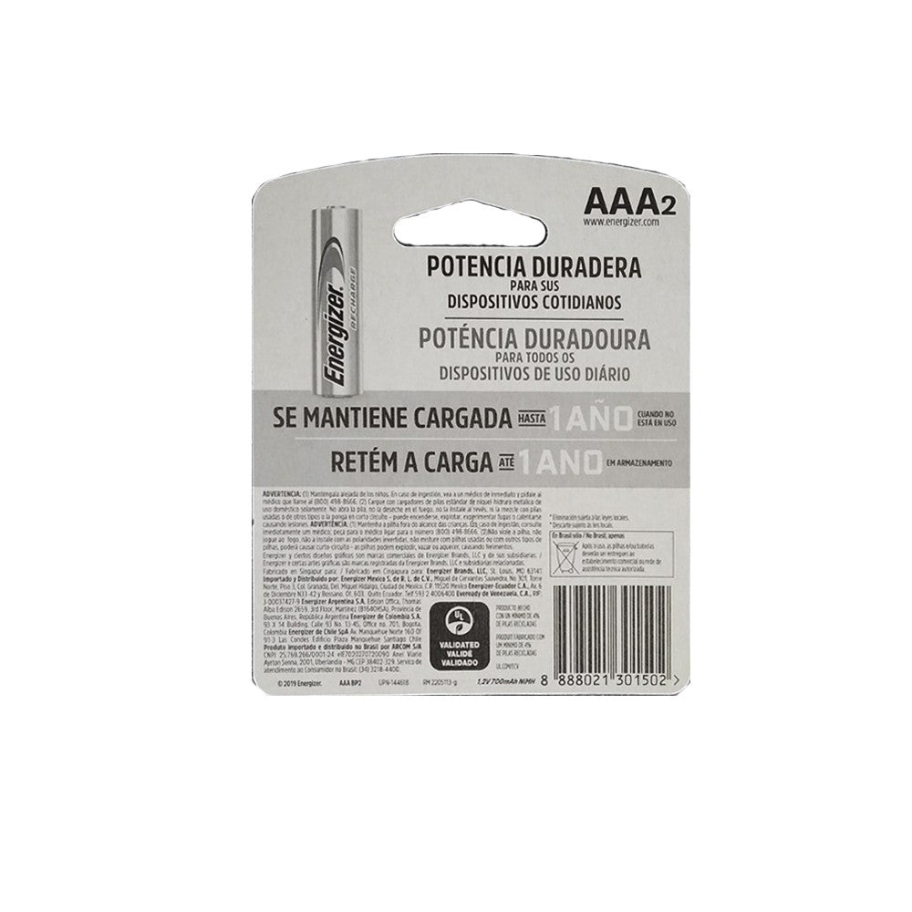 Batería recargable AAA marca ENERGIZER 1.2V – PuraBateria