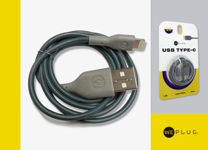 CABLE USB TIPO C 90CM GRIS BLISTER WEPLUG
