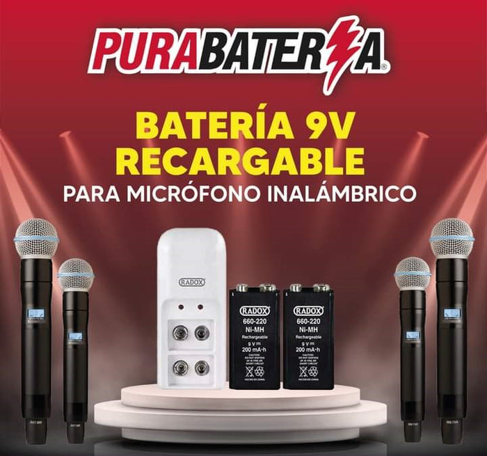 Cargador de baterías 9V con 2 pilas incluidas marca RADOX – PuraBateria