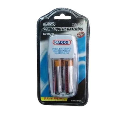 660-154 CARGADOR 2 BATERIAS AA AAA 9V 2 AA INCLUIDAS RADOX